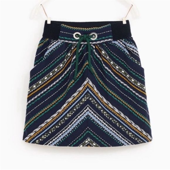 Zara Tie Front Abstract Pattern Skirt NEW - Picture 1 of 8